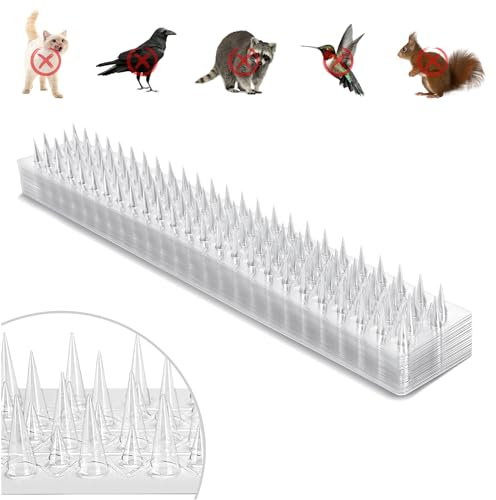 Glosaie Trimmable Bird Spikes Deterrent Cover 10.18m (33.4 feet), Discreet Pigeon Spikes to Keep Birds Away, 24 Packs Upgraded Anti Bird Spikes for fence, Garen, Balcony and Roof
