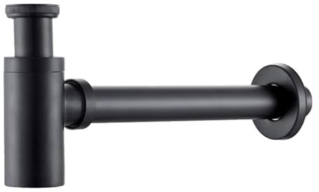 tubi di scarico e tubi di fuoriuscita, Scarico for lavandino del bagno con attacco a parete in ottone, sifone a P multicolore(Black)