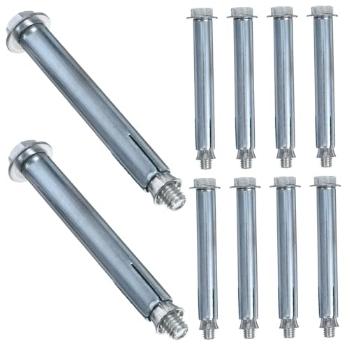Toddmomy Tornillos de Perno de Expansión M8 de Acero al Carbono para Anclajes de Pared de Hormigón, 10 Piezas, Rápida Instalación en Garaje