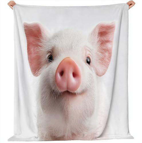 Coperta 130 X 150 Cm Fotografia Animali Maialini Bianco Microfibra Morbida Per Calore – Ideale Per Letto Divano – Lavabile In Macchina – Perfetta Per Tutte Le Stagioni