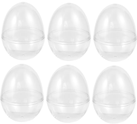 Ciieeo 6pcs Plastic Easter Candy Boxes Set, Medium Hollow Candy Packaging Eggs 7x9cm for Party Storage and Biscuit Container