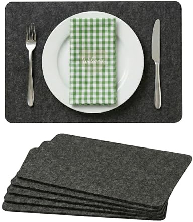 G.schmückt Platzsets Filz 6er Set, Abwaschbares Tischset, Filztischunterlagen hitzebeständig, Moderne Platzdeckchen 45x30cm (dunkelgrau)