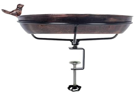 Bain d'oiseaux | Mangeoire en métal | Bain d'oiseaux pour balustrade de terrasse – Pour jardin, cour, patio, balustrade, porche, arbre, balcon, fenêtre