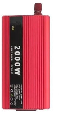 Convertitore Corrente Adattatore Convertitore Caricabatteria Portatile Per Auto Con Presa Universale 2000W Potenza Picco DC 12V/24V A CA 220V Onda Sinusoidale Modificata(12V 220V Red)