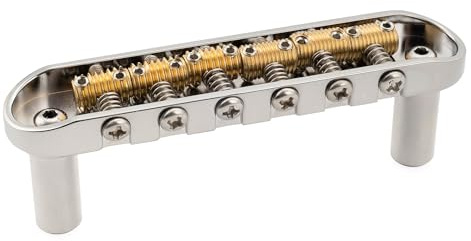 Musiclily Ultra BJ002 52.5mm Offset Bridge for Jazzmaster Jaguar Chrome | 2-1/16 inch String Spacing, with Full Solid Brass Plate Threaded Vintage 6-Saddle, for Electric Guitar