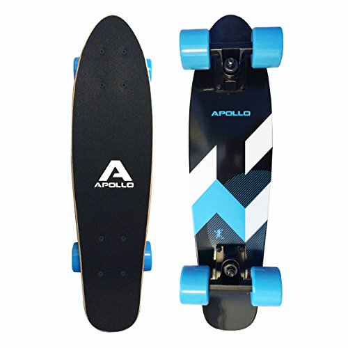 Apollo Wooden Fancy Skateboard, Vintage Cruiser Komplettboard mit und ohne LED Wheels, Größe: 22.5'' (57,15 cm), Farbe: Matei Mini