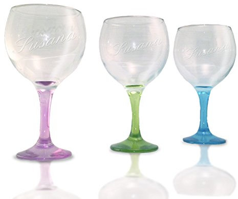 Copa Gintonic Personalizada - Copa Grabada con nombre o frase. Vaso coctel de cristal para cumpleaños, jubilaciones, personalizada con tu texto (Azul)