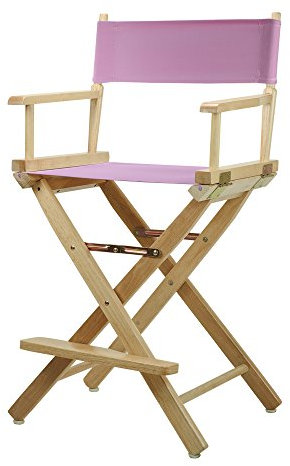 Casual Home 220-00/021-22, 61 cm, Leinenhöhe Natur, Rosa Regiestuhl, Holz, Natürlicher Rahmen – Massivholz, 24 in