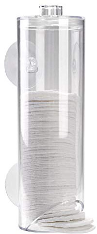 K&G PF11728 - Dispenser di cotone trasparente con ventosa in cotone con coperchio