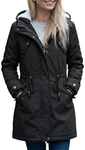 YYNUDA Manteau Femme d'hiver Chaud Parka Mi-longue Veste d'hiver Blouson à Capuche épais Fourrure Blouson avec Capuche Grande Taille Noir M