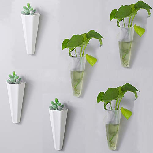 ODOOKON 6 Pcs Pot Plante Mural Plastique géométrique, Mini Succulent Planter Vase Fleur Artificielle pour Décoration Murale, 15 x 7cm, Décorations d'intérieur