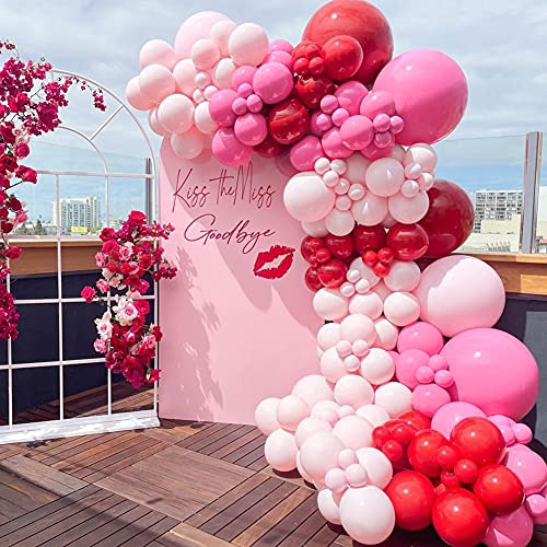 Winrayk 150Pcs Valentine's Day Balloon Garland Arch Kit Pink Red Rose Red Balloons 18 10 5 for Women Girls Valentine's Day Mother's Day Wedding Engagement Anniversary Party Decoration Supplies