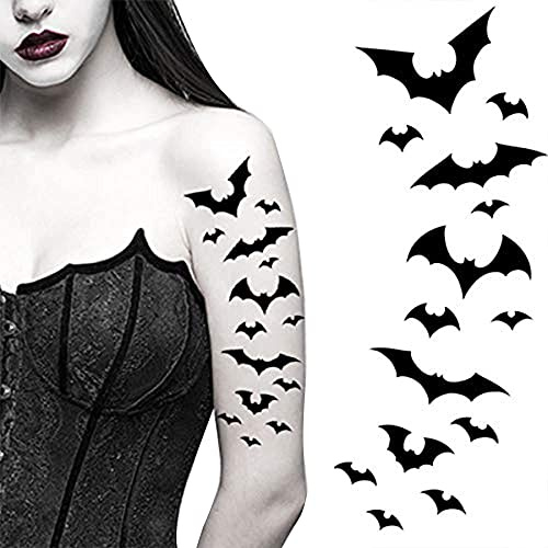 Tatodays svarta vampyr flygande fladdermöss tatueringar tillfälliga tatueringar spindlar spöken ärr kvinnor arm halloween realistisk temp tatuering vattentät sp halloween tatuering (fladdermöss)