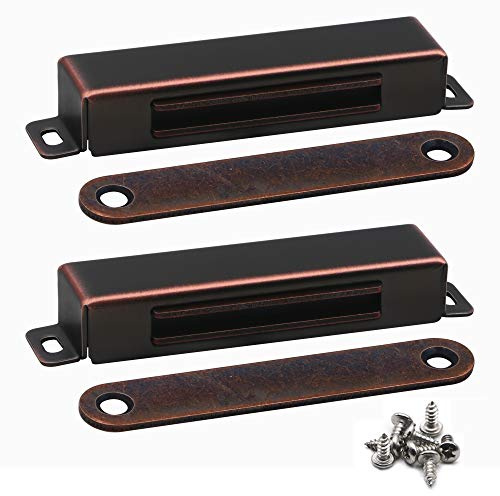 70 lbs Magnetic Door Catch, Heavy Duty Latch for Cabinets Shutter Closet Furniture Door, Stainless Steel Cabinet Catch, Oil Rubbed Bronze, 2PCS
