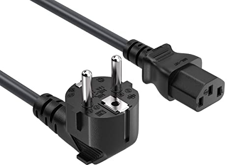 European Power Cord - 3 Prong Connector for Computers, TVs, Monitors, & More, (CEE 7/7 to IEC320 C13) (EU Europe)
