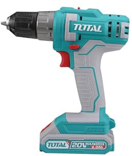 TOTAL - Taladro Atornillador a Batería - 20V - incluye una Batería de 2 Ah y cargador - Portabrocas con Autobloqueo - Máximo Par 45 Nm - Ideal para Bricolaje y Proyectos en Casa - Azul