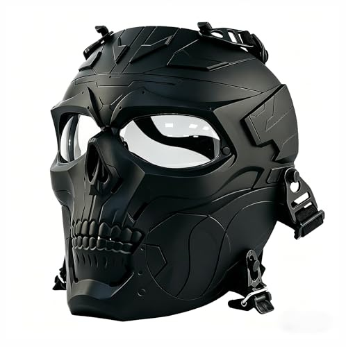 WISEONUS Airsoft Tactical Skull Maske Schutzausrüstung Vollgesichtsmaske Grau Lens Maske für Jagd Paintball CS Wargame Halloween
