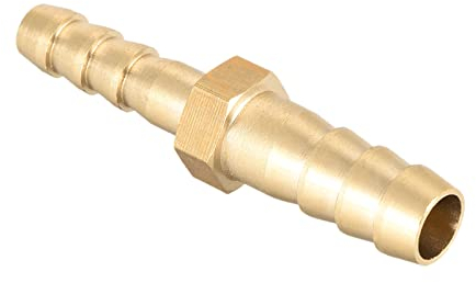 QUARKZMAN Raccordi in Ottone 8mm a 6mm Dia Raccordo Dritto Barb Tubo Flessibile Riduttore Dritto Connettore Adattatore per Tubo Flessibile Collegamento Giardino [1 Pezzo, Tono Oro]