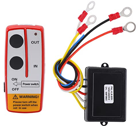 Kit di Controllo Remoto per Verricello Wireless per Kit di Controllo Verricello Wireless 12V/24V, con Telecomando e Ricevitore, Design Dell'Antenna Integrato per Camion Jeep ATV SUV(Rosso)