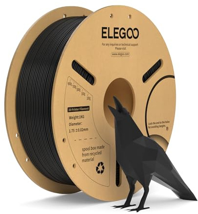 ELEGOO Filamento PLA+ 1.75mm Nero 1KG, Filamento PLA Plus per Stampante 3D, Precisione Dimensionale +/- 0.02mm, Filamento per La Maggior Parte delle Stampanti 3D