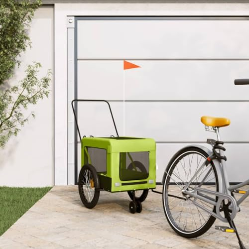 LAPOOH Fahrradanhänger Hunde Grün und Schwarz Oxford-Gewebe & Eisen, Fahrrad Anhänger, Lastenanhänger, Handwagen, Fahrrad-lastenanhänger, Lastenfahrrad - 93948