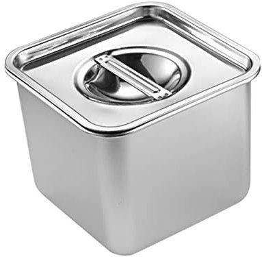 Garneck Square Stainless Steel Sugar Container with Lid, 14cm Condiment Storage Jar and Spice Holder, Multifunctional Kitchen Canister for Coffee Beans and Seasoning