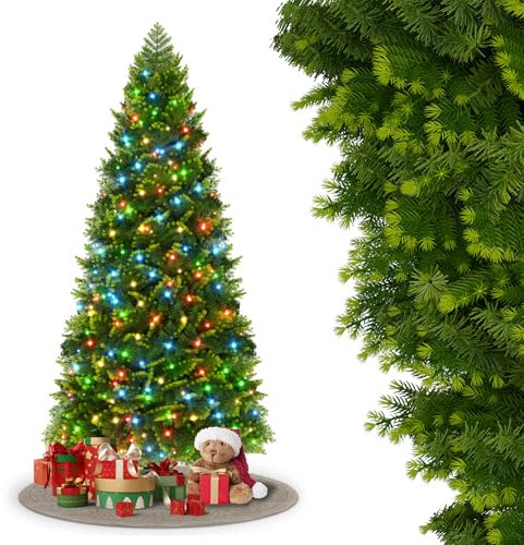 FIVMEN Weihnachtsbaum Künstlich mit Beleuchtung 210 cm PVC/PE Tannenbaum Christbaum Naturgetreu mit Bunt LED und Metallhalterung Weihnachtsbäume Christmas Tree Weihnachtsdeko