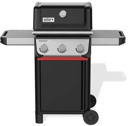 Weber Spirit E-310 Gasgrill / 3 Brenner, Snap-Jet Zündung, Robuste Räder und Warmhalterost, 51 x 46 cm Grillfläche, Kompatibel mit Weber Works Seitenablagen, Schwarz/Silber