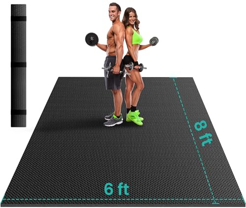 Stepwaver Extra Large Exercise Mat, 8'x6'x8mm (1/3 inch), Non-Slip, Ultra Durable, Thick Large Workout Mat for Home Workouts, Yoga Mats for Fitness, High-Density Exercise Mat, Shoes-Friendly