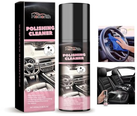2025 New Car Interior Cleaner, Car Interior Stain Remover and Polisher, Polishing Cleaner for Interior Detailing & Plastic & Rubber & Leather Cleaner, Water Free Clean (1PCS)