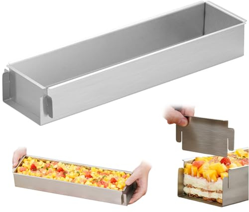 Hintyne Moule à tiramisu rectangulaire en acier inoxydable 40 x 10 x 5 cm avec bords amovibles pour la cuisine et la maison