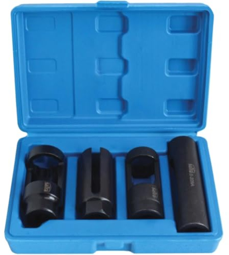 SIO Juego Vasos Para Inyectores Diésel 4 Llaves Profesionales – 22 mm y 27 mm – 6 y 12 Ángulos – Acero Cr – Especial Motores Diésel