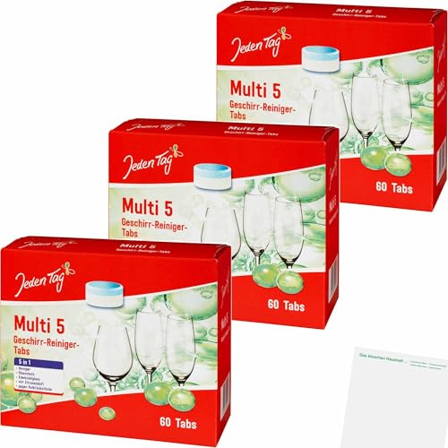 usy Bundle für Jeden Tag Geschirr-Reiniger Tabs Classic 5 in 1 3er Pack (3x60Tab Packung) + usy Block