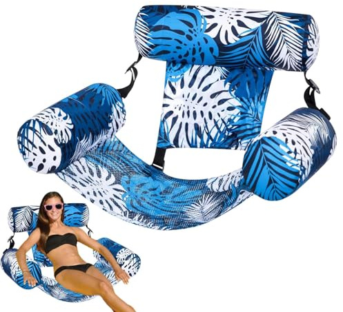 lisutupode Colchoneta Flotante para Piscina 76x40.5x61cm Hamaca De Agua Hinchable con Soporte Lumbar Ligera Pero Duradera para Viajes, Reuniones Familiares, Picnics En El Patio Trasero Exteriores