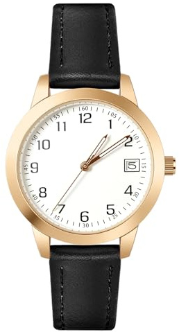 OFFCUP Damenuhr Leder Damen Uhren Armbanduhr Analog Quarzuhr mit Datum, Damen Uhr Lederarmband Einfache Business Klassische, 3 Zeiger Elegante Armbanduhr für Frauen