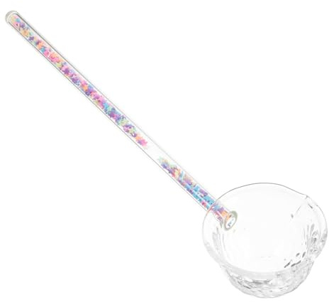 MUELODSIC Japanese Style Colored Borosilicate Glass Tea Spoon Multi-use Handheld Decorative Scoop for Tea Leaves Dessert Soup and Mixing with Long Handle