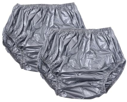 2st Vuxna plastbyxor for inkontinens, Pull-On vuxen blöjöverdrag Vattentäta plastbyxor Vuxna Tvättbara blöjöverdrag Återanvändbara for kvinnor män(Gray,Small)