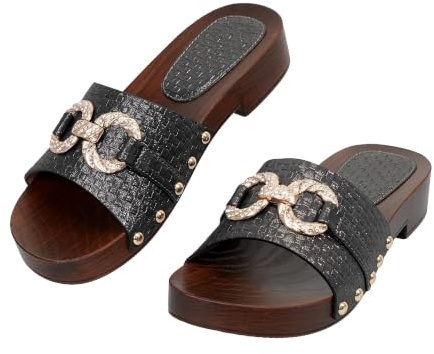 JOMIX Sandali Donna Estivi Eleganti con Morsetto Metallo e Tacco Basso Quadro Comode Scarpe Aperte e Ciabatte con Zeppa Leggere e Traspiranti per Ufficio e Città