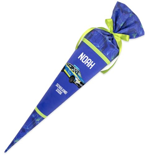 Dein Lieblingsteil Deine Schultüte aus Stoff Kuschel Velvet Wunschmotiv individualisierbar mit Wunschname personalisierbar 70 cm 85 cm – Jungs (Modell 18: Polizeiauto, 70 cm mit Kissen)