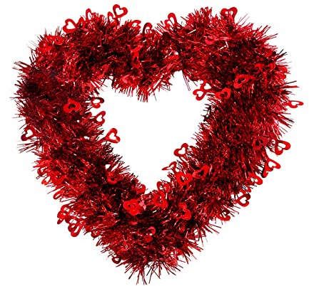 Corona de San Valentín en forma de corazón con motivo de amor para decoración romántica del hogar, elegante guirnalda colgante como adorno festivo para bodas elegante (RD1, talla única)