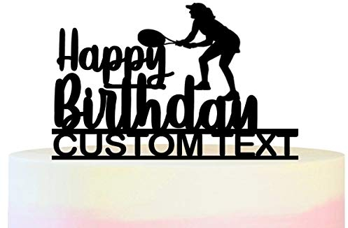 Innovedesire Personalisiert Sie Ihren Namen Happy Birthday Tennis Kuchenaufsätze Hochzeit Geburtsta Acryl Dekor Cupcake Kuchen Topper Stand für Kuchen Party Dekoration 11 Stück
