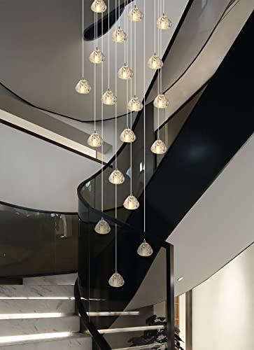 H.W.S LED Moderne Pendelleuchte esstisch Pendellampe Villa Kronleuchter Höheverstellbar Hängeleuchte aus Glas Küchen Flurlampe Kristall Treppenhaus(Square, 36-flammig)