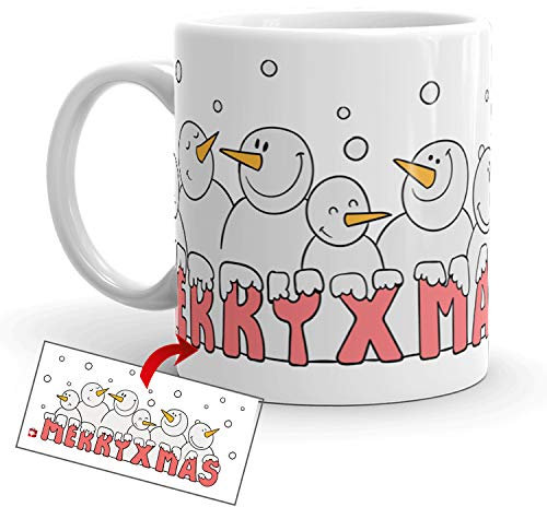 Kembilove Tazas de Desayuno de Navidad – Taza de Café y Té con Mensaje Merryxmas para Fiestas Navideñas – Regalos Originales de Navidad para Familiares, Parejas, Amigos – Tazas de Cerámica de 350 ml