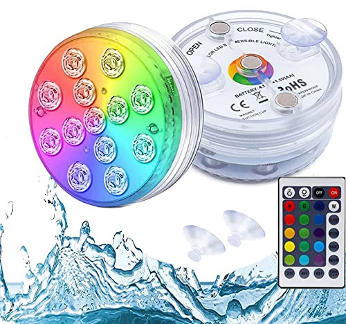 Mocoli LumièRe Sous Marine, LumièRe De Piscine Led Sous Marine Pour Piscine Minuterie RGB 13 Led à Changement Couleur Ip68 Ventouse MagnéTique éTanche Pour éClairage Piscine Base Vase Aquarium
