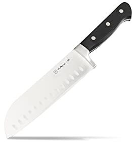 DURA LIVING 7-Inch Santoku Knife - Razor-Sharp High-Carbon Stainless Steel Blade, Forged Ergonomic Riveted Handle, Chef Knife for Chopping, Slicing & Dicing, Multipurpose Kitchen Knife, Home Chef