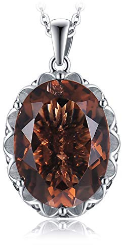 Jewelrypalace Oval 8ct Echt Rauchquarz Ketten Anhänger 45CM, Schmuck Set, Halskette Damen Silber 925 Collier Mit Groß Edelstein, Braun Mit Stein für Frauen Valentinstag