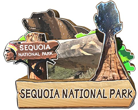 USA Sequoia National Park Magnet Kühlschrankmagnet Holz 3D Sehenswürdigkeiten Reise Sammlerstück Souvenirs Dekoration handgefertigt Kalifornien
