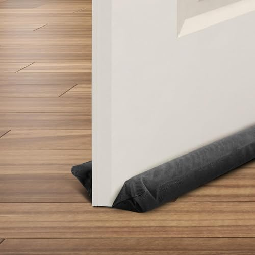 CUQOO Under Door Draught Excluder – Adjustable Door Draft Stopper for Gaps Up to 3.8cm, Noise & Wind Blocker, Double-Sided Door Seal for Front & Internal Doors, Foam Draft Excluder Cushion, Black
