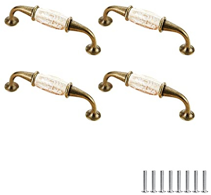 SYDARSYN 4 Stück Schrankgriff Möbelgriff Antik Vintage Keramik Blumenmuster Schranktürgriffen Möbelschubladengriffe Griffe für Kleiderschrank Garderobenstangen 96mm