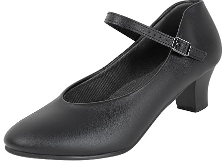 Dynadans Women's Character Shoe Ankle Strap 1.5'' Latin Dance Shoes Black 10